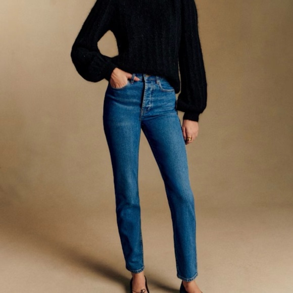 Sezane High Rise Blue Jeans - Picture 2 of 6